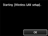 Obrazovka Připojení k bezdrátové síti LAN: Spuštění nastavení bezdrátové sítě LAN