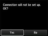 Connection screen: Connection will not be set up