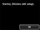 Wireless LAN connection screen: Starting wireless LAN setup