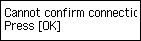Easy setup screen: Cannot confirm connection; check connections at phone cord ends