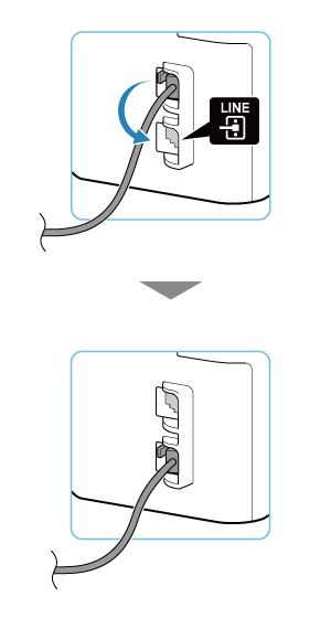 Abbildung: Erneutes Anschließen des Telefonkabels
