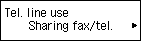 Οθόνη χρήσης τηλ. γραμμής: Επιλέξτε την Κοινή χρήση φαξ/τηλ.