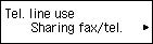 Tel. line use screen: Select Sharing fax/tel.