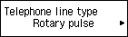 Skærmen Tlf-linjetype: Vælg Drejeskive (puls)