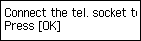 Bildschirm „Einfache Einricht.“: Telefonsteckdose mit der LINE-Buchse an der Rückseite des Geräts verbinden
