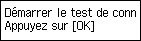 Écran Configuration facile : Démarrez le test de connexion de la ligne téléphonique