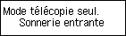 Écran Mode télécopie seulement : Sélection de Sonnerie entrante