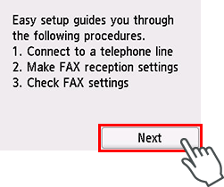 Bildschirm Einfache Einrichtung: Die einfache Einricht. führt Sie durch die folgenden Verfahren.