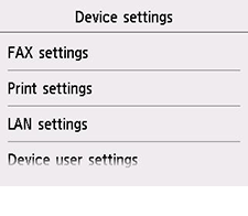 Bildschirm Geräteeinstellungen: Gerätbenutzereinstellungen auswählen