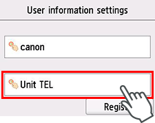 User information settings screen