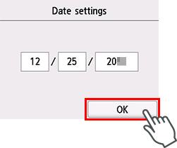 Date confirmation screen