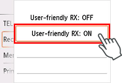 User-friendly RX setting screen: Select ON