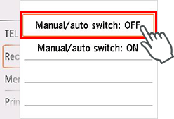 Pantalla de configuración de interruptor manual/auto: Seleccione OFF