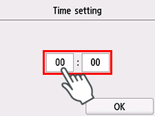 Time setting screen