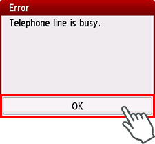 Error screen: Telephone line is busy.