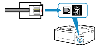 afbeelding: Controleer de aansluiting van de telefoonkabel op de printer