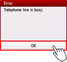 Tela de erro: A linha telefônica está ocupada.