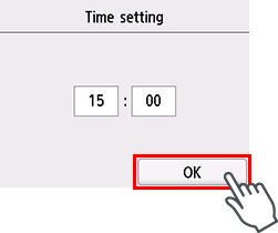 Ecran de confirmare a orei