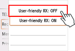 User-friendly RX setting screen: Select OFF