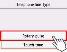 Obrazovka Typ telefónnej linky: Rotačná pulzná