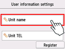 User information settings screen