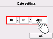 Date setting screen