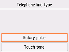 Obrazovka Typ telefonní linky: Rotační pulsní