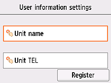 User information settings screen