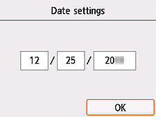 Date confirmation screen