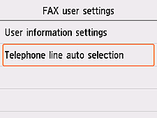 Scherm Gebruikersinst. fax: selecteer Type telefoonlijn
