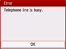 Tela de erro: A linha telefônica está ocupada.