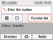 Faks ekranı: İşlev listesini seçin