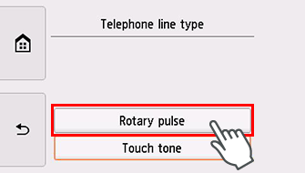 Obrazovka Typ telefonní linky: Rotační pulsní