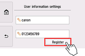 Οθόνη Επιβεβαίωση ρυθμίσεων πληροφοριών χρήστη