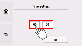 Time setting screen