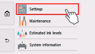 Pantalla de configuración: Seleccionar Configuración