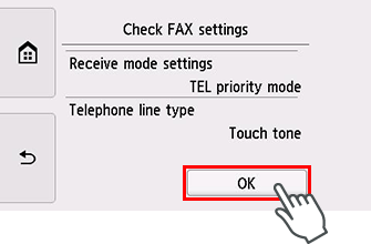 Pantalla Configuración fácil: Comprobar configuración FAX