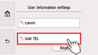 Pantalla Config. información de usuario