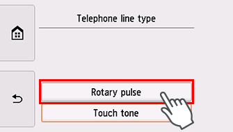 Pantalla Tipo de línea telefónica: Pulso rotativo