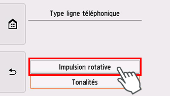 Écran Type ligne téléphonique : Impulsion rotative