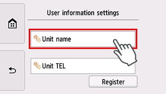 User information settings screen