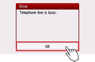 Layar Kesalahan: Saluran telepon sibuk.