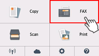 Ekranas PRADŽIA: fakso pasirinkimas