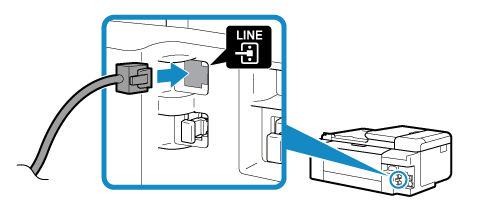 рисунок: Подсоединение телефонного кабеля (принтер)