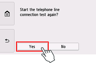 [簡易設定]螢幕：[是否重新開始電話線路連接測試？]