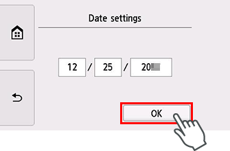 Date confirmation screen