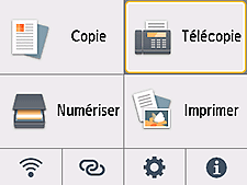 Écran ACCUEIL : Sélectionnez Télécopie